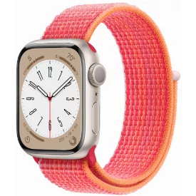 Умные часы Apple Watch Series 8 41 мм, Starlight Sport Loop, красный, размер S/M